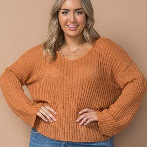 Ribbed Knit Scoop Neck Sweater